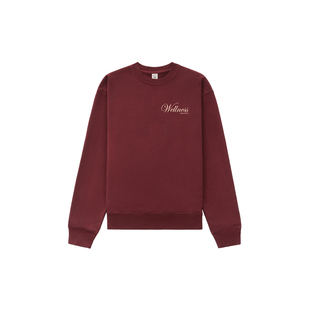 SPORTY AND RICH x LOOKNOW2025冬季新款酒红色卫衣