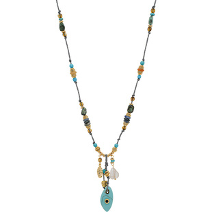 LAMUANA绿松小天眼系列编绳长款毛衣链天然石串珠颈链女