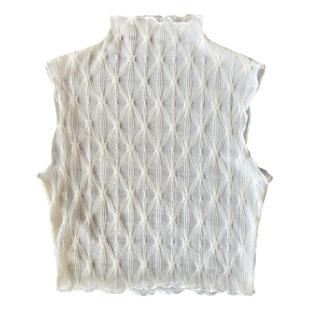 蕾丝假领子女百搭神器半截短款无袖网纱打底背心高档内搭薄纱上衣