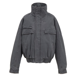 VLABMADE 力量感廓形重工水洗做旧高立领兔毛内里座山雕夹克外套