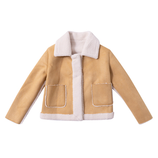 迟伞伞  换乘恋爱 gingerbread暖洋洋时髦麂皮羊羔毛外套女