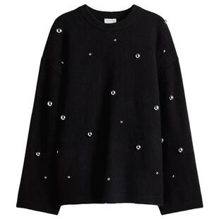 HM女装毛针织衫晚宴礼服毛衣铆钉气质打底衫1315995