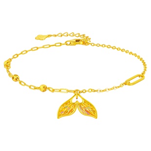 金至尊人鱼公主黄金手链硬足金鱼尾余生有你金手链生日礼物送女友