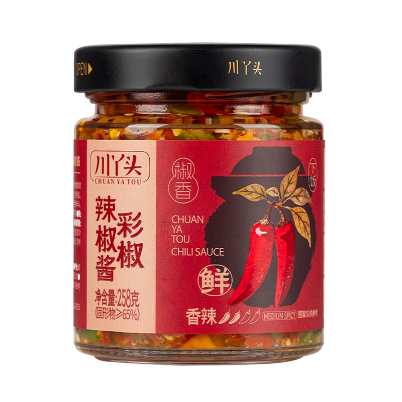 川丫头辣椒酱湖南特产剁椒酱彩椒双椒下饭菜蒜蓉辣酱拌饭拌面特辣
