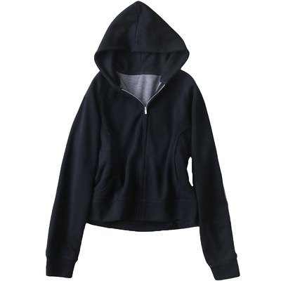 JI简风~轻盈休闲运动纯色含羊毛混纺材质连帽修身长袖拉链卫衣秋