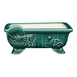 紫砂釉水花盆精品小号陶瓷长方形桌面马槽竹子盆景盆多肉石湾花盆