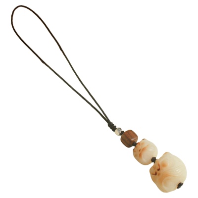 绿檀木纯银手机挂绳半成品diy黄金翡翠蜜蜡平安扣新中式衣襟包挂