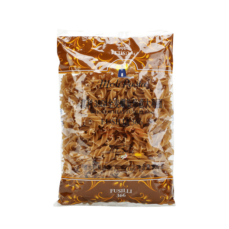 莫利全麦意大利面条螺旋形500g 意大利进口低脂意面意粉家用速食