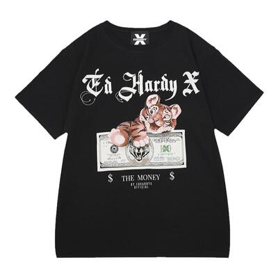 EdHardyX烫钻印花宽松短袖T恤
