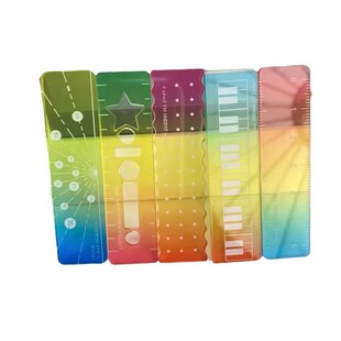 称心如意尺掌心尺糖果色m5手帐本迷你多功能刻度尺小号几何绘图手抄报初中生透明波浪直尺子套装小学生专用
