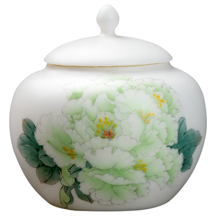 妙莲天香庄晓明老师手绘《玉笑珠香》茶叶罐高档陶瓷密封罐储茶罐