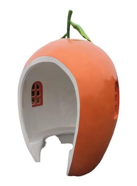 果园新中式玻璃钢卡通橘子屋雕像创意美陈水果沙糖桔屋造型雕塑