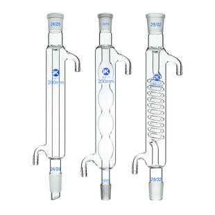 沪可球形冷凝管蛇形直型蒸馏装置回流冷凝器柱标口200/300/400/500/600/700/800mm实验室化学玻璃仪器可定制