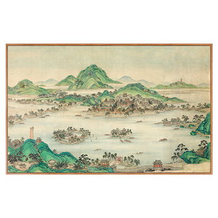 张若霭西湖全景图山水画新中式客厅装饰画背景墙壁画大幅挂画巨幅