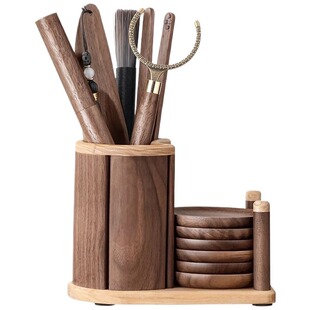 胡桃木茶道六君子套装茶夹茶勺茶针茶刀茶杯垫功夫茶具配件大全