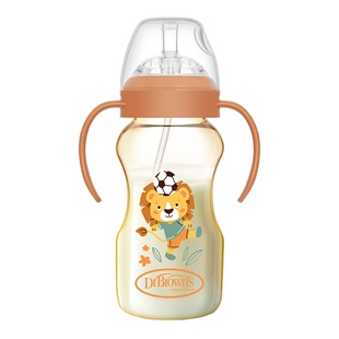 布朗博士重力球奶瓶饮水杯6个月1-2岁以上宝宝PPSU吸管学饮杯喝奶