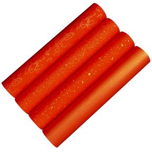 蜡染万年红对联手写空白描金洒金鎏金半生熟加厚20米50米百米长卷宣纸春联过节喜庆单面红大红剪纸书法作品纸