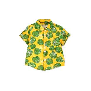 夏季男童花衬衫韩版短袖上衣新款港风海边度假沙滩服宝宝衬衣MIMY