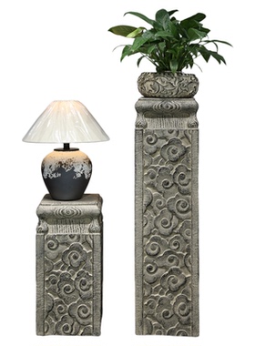 新中式祥云展示柱仿石落地摆件客厅玄关装饰摆设庭院花园盆栽底座