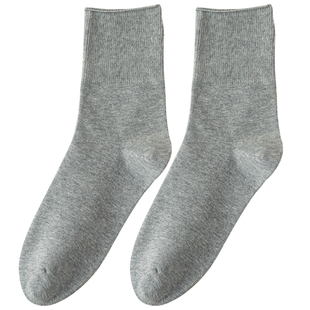 松口袜子男款纯棉防臭抗菌中老年人宽无痕全棉中筒脚肿不勒脚长袜