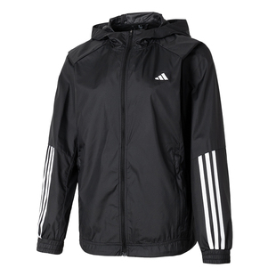 阿迪达斯外套女2025秋季新款梭织防风运动服宽松美式防风连帽夹克