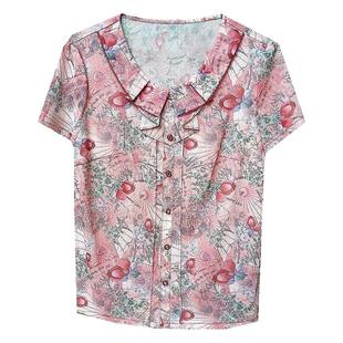 雪琳儿专柜正品洋气中年女夏装台湾纱短袖T恤时尚气质妈妈装小衫