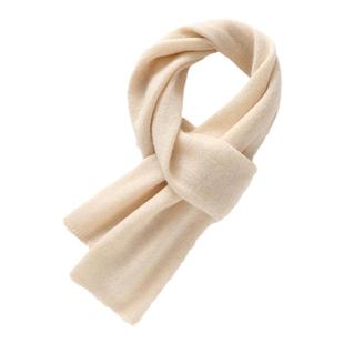 秋冬简约100%羊绒围巾LP护颈保暖针织小围脖百搭男女生情侣款纯色