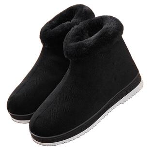 冬季加绒加厚手工棉鞋男款毛绒居家室内防滑中老年高帮保暖棉拖鞋