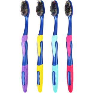 硬毛牙刷20支男士款波浪形成人家庭家用大头中硬毛独立包装