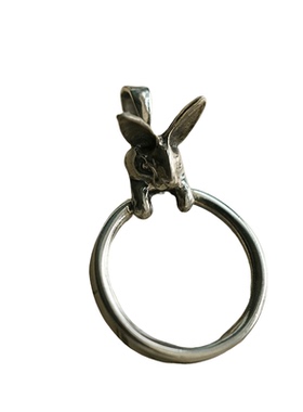 复古百搭兔子放大镜纯银项链吊坠