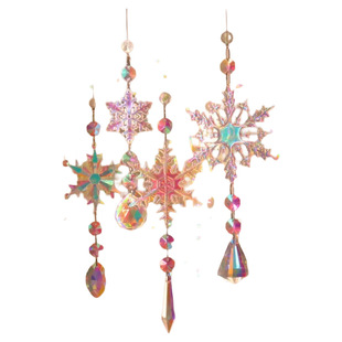 阳光捕手水晶挂件炫彩雪花彩虹光影窗户圣诞节圣诞树装饰捕梦网