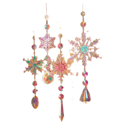 阳光捕手水晶挂件炫彩雪花彩虹光影窗户圣诞节圣诞树装饰捕梦网