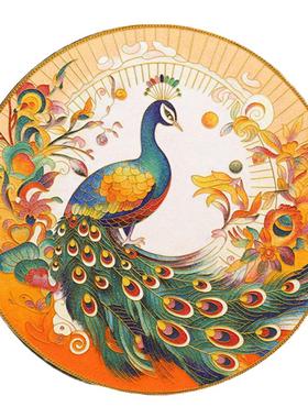 吉祥孔雀碳盘摆件掐丝珐琅彩新中式玄关客厅坐盘景泰蓝手工礼品
