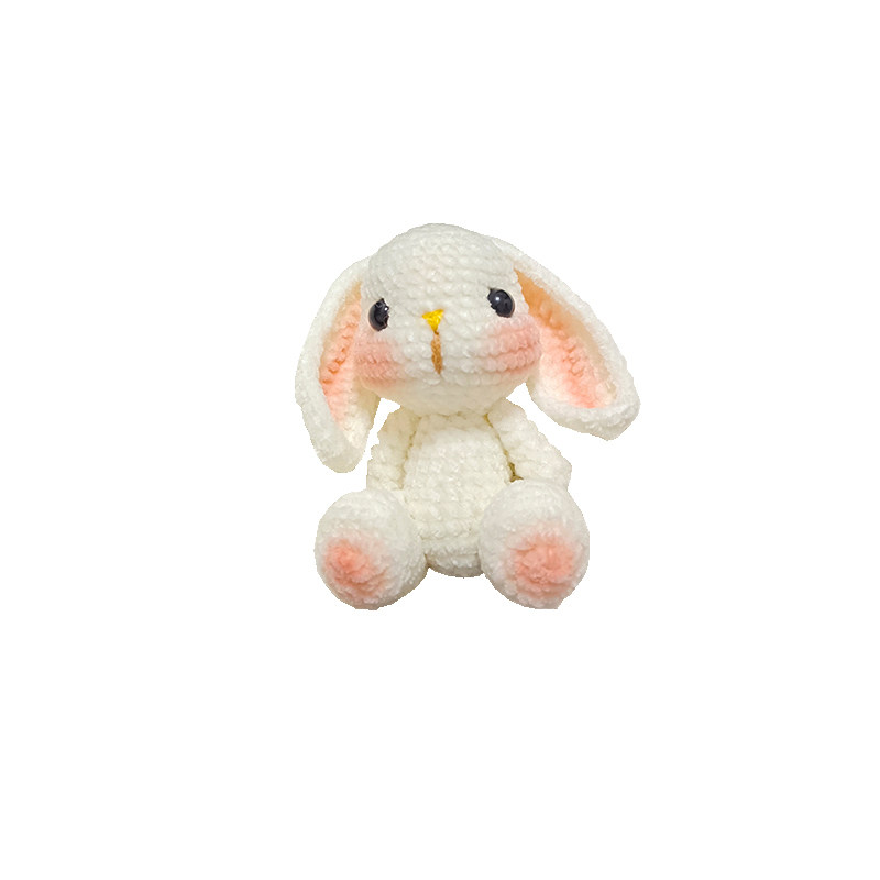 雪尼尔毛线钩针小兔子钥匙扣diy