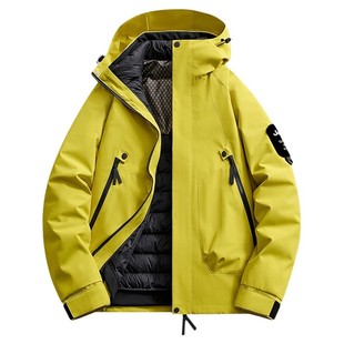 JEEPSPIRIT冲锋衣羽绒服男款三合一可拆卸羽绒内胆户外防水登山服