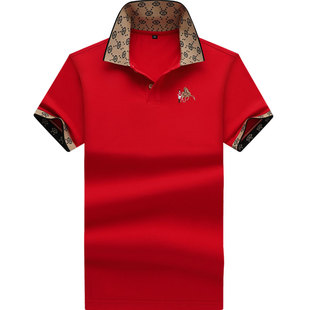 正品保罗高档纯棉Polo衫短袖男t恤夏季宽松大码刺绣体恤男士上衣T