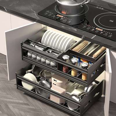 意铂尼【线下同款】魔法抽厨房橱柜抽屉式拉篮厨柜抽屉碗碟收纳