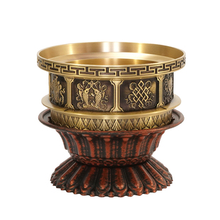 藏式八宝烟供炉香薰炉八吉祥雕刻烟供火供施食烧纸炉桶锅盆多功能