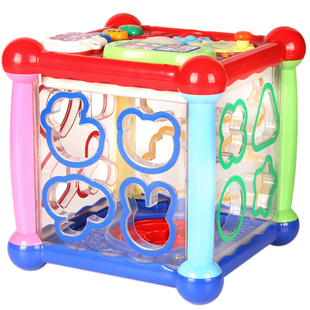 Toyroyal皇室礼物六面盒因果关系玩具多功能宝宝玩具形状配对认知