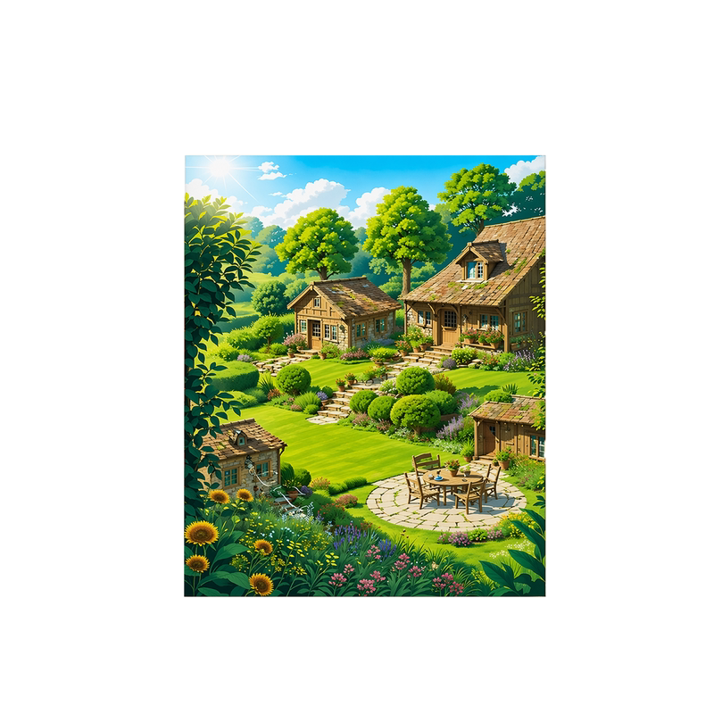 宫崎骏田园小屋治愈系数字油画