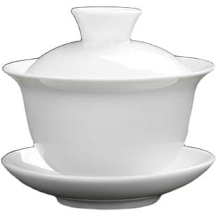 德化白瓷套装陶瓷功夫茶具家用三才盖碗泡茶器喝茶碗礼盒logo定制