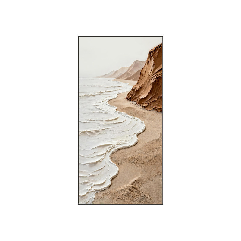 奶油风海浪玄关走廊挂画高级感