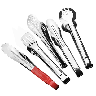 304不锈钢食品夹子厨房夹菜烧烤煎牛排专用烤肉手抓饼麻辣烫防烫