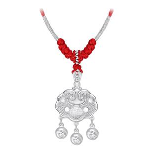 周大生S990足银如意福铃宝宝吊坠新款带编绳颈饰项链宝宝节日礼物