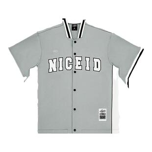 NICEID 棒球服篮球出场开衫热身服运动美式T恤男潮流宽松短袖男女