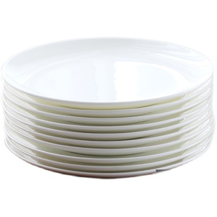 骨瓷西餐餐盘浅盘纯白家用碟子陶瓷酒店摆台餐具意面大盘子月光盘