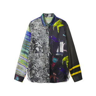 JNBY/江南布衣春秋季衬衫外套女设计感印花含桑蚕丝上衣5N7213450