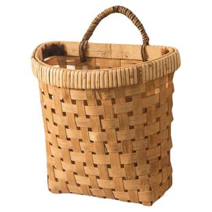 DIY悬挂壁挂花盆藤编竹编花篮吊篮子编织墙壁鲜花厨房手提收纳筐