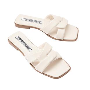 Toomanyshoes女鞋夏季新款限定期刊方头休闲外穿一字带凉拖鞋外穿