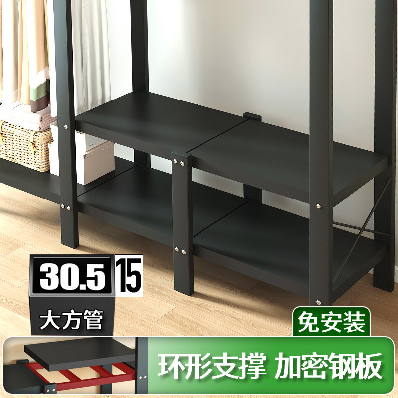 简易衣柜家用卧室折叠组装全钢板布衣柜钢管加粗出租房收纳挂衣橱